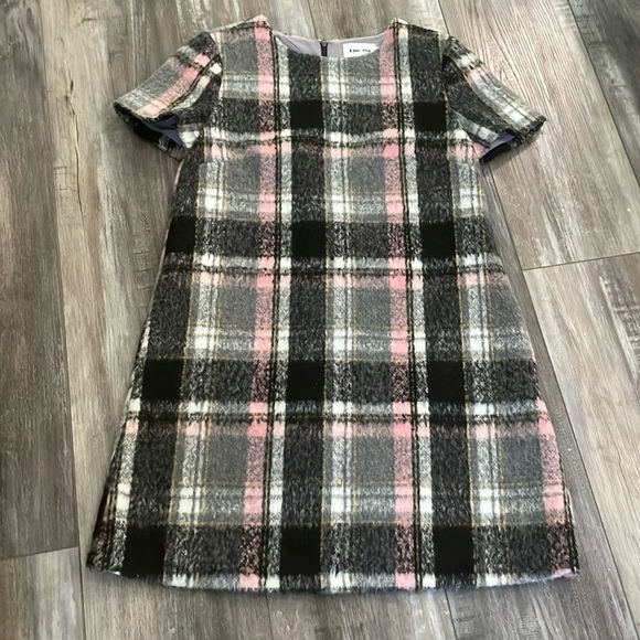 ANTHROPOLOGIE Line & Dot Frontier Brushed Wool Plaid Dress Medium - Picture 5 of 11